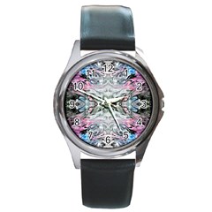 Abstract Waves Iv Round Metal Watch