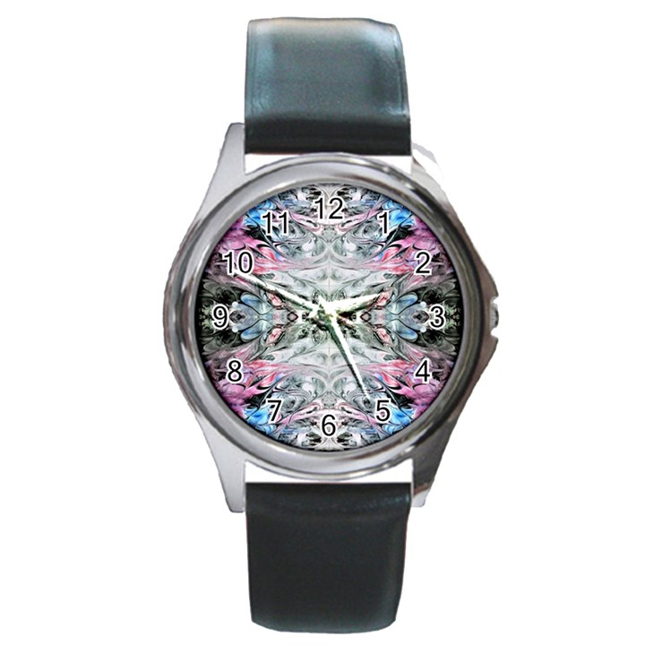 Abstract Waves IV Round Metal Watch