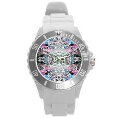 Abstract Waves IV Round Plastic Sport Watch (L)