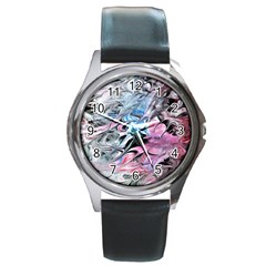 Abstract Waves Module Round Metal Watch