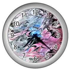 Abstract Waves Module Wall Clock (silver) by kaleidomarblingart