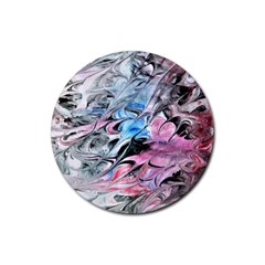 Abstract Waves Module Rubber Round Coaster (4 Pack)  by kaleidomarblingart