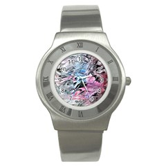 Abstract Waves Module Stainless Steel Watch by kaleidomarblingart