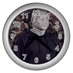 No Face Hanged Creepy Poster Wall Clock (silver) by dflcprintsclothing