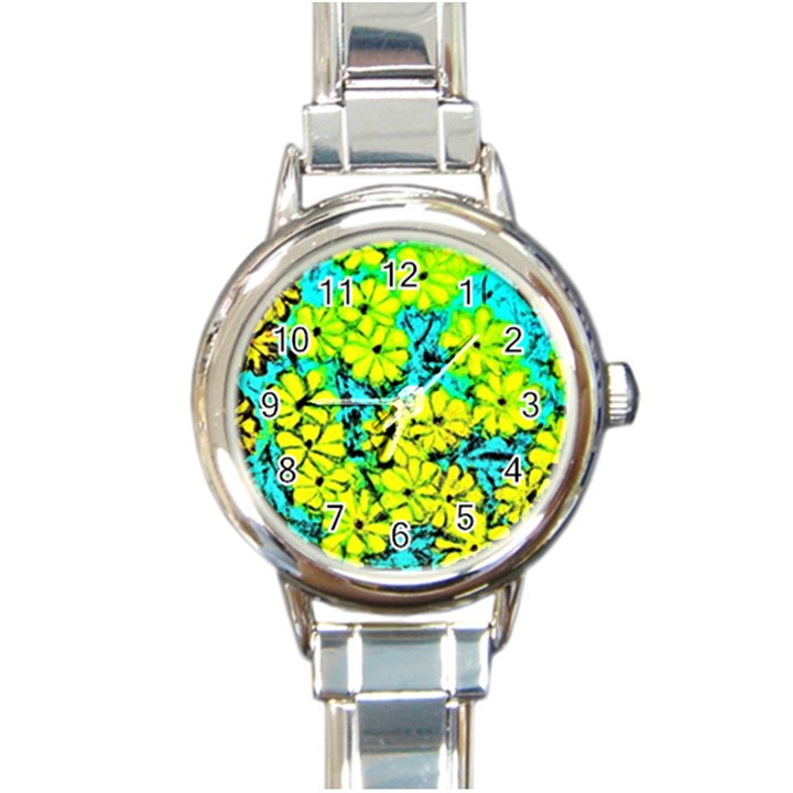 Chrysanthemums Round Italian Charm Watch