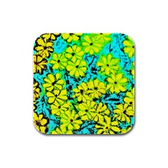 Chrysanthemums Rubber Square Coaster (4 Pack)  by Hostory