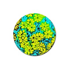 Chrysanthemums Rubber Round Coaster (4 Pack)  by Hostory