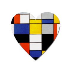 Composition A By Piet Mondrian Heart Magnet by impacteesstreetweareight