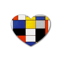 Composition A By Piet Mondrian Heart Coaster (4 Pack)  by impacteesstreetweareight