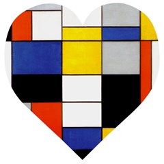 Composition A By Piet Mondrian Wooden Puzzle Heart by impacteesstreetweareight