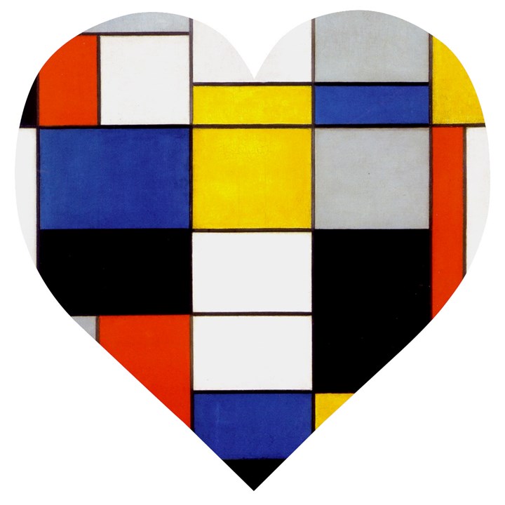 Composition A By Piet Mondrian Wooden Puzzle Heart