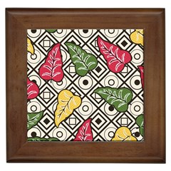 Leaves Foliage Batik Seamless Framed Tile by Amaryn4rt