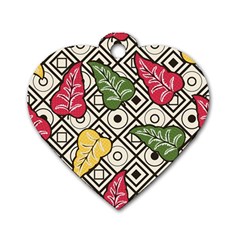 Leaves Foliage Batik Seamless Dog Tag Heart (one Side) by Amaryn4rt