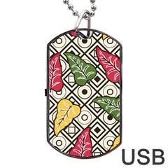 Leaves Foliage Batik Seamless Dog Tag Usb Flash (one Side) by Amaryn4rt