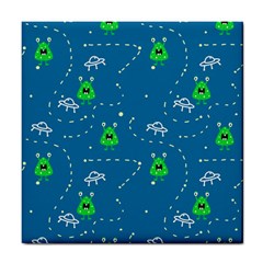 Funny Aliens With Spaceships Tile Coaster by SychEva