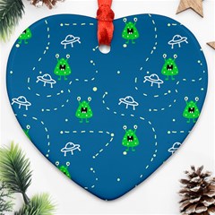 Funny Aliens With Spaceships Ornament (heart) by SychEva