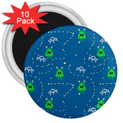 Funny Aliens With Spaceships 3  Magnets (10 Pack)  by SychEva