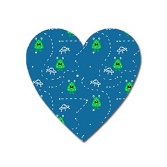 Funny Aliens With Spaceships Heart Magnet by SychEva