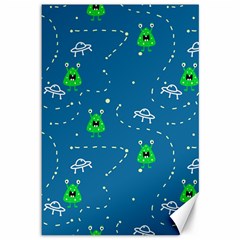 Funny Aliens With Spaceships Canvas 12  X 18  by SychEva