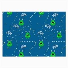 Funny Aliens With Spaceships Large Glasses Cloth by SychEva