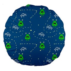 Funny Aliens With Spaceships Large 18  Premium Round Cushions