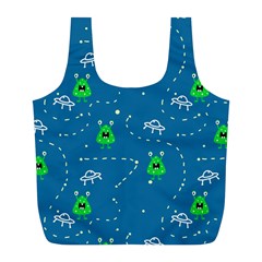 Funny Aliens With Spaceships Full Print Recycle Bag (l) by SychEva