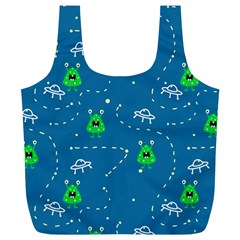 Funny Aliens With Spaceships Full Print Recycle Bag (xl) by SychEva