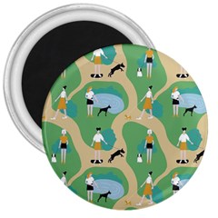 Girls With Dogs For A Walk In The Park 3  Magnets by SychEva