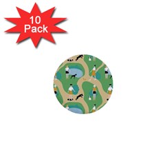 Girls With Dogs For A Walk In The Park 1  Mini Buttons (10 Pack)  by SychEva