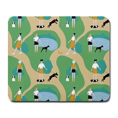 Girls With Dogs For A Walk In The Park Large Mousepads by SychEva