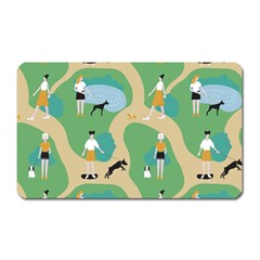 Girls With Dogs For A Walk In The Park Magnet (rectangular) by SychEva