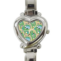 Girls With Dogs For A Walk In The Park Heart Italian Charm Watch by SychEva