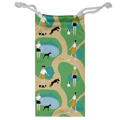 Girls With Dogs For A Walk In The Park Jewelry Bag by SychEva