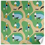 Girls With Dogs For A Walk In The Park Canvas 12  x 12  11.4 x11.56  Canvas - 1