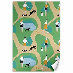 Girls With Dogs For A Walk In The Park Canvas 24  X 36  by SychEva