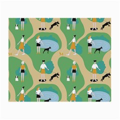 Girls With Dogs For A Walk In The Park Small Glasses Cloth (2 Sides) by SychEva