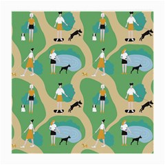 Girls With Dogs For A Walk In The Park Medium Glasses Cloth by SychEva