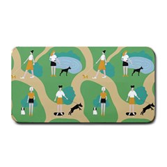 Girls With Dogs For A Walk In The Park Medium Bar Mats by SychEva