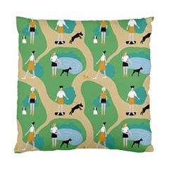 Girls With Dogs For A Walk In The Park Standard Cushion Case (two Sides) by SychEva