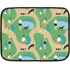 Girls With Dogs For A Walk In The Park Fleece Blanket (mini) by SychEva