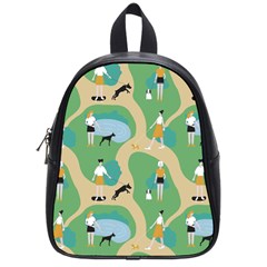 Girls With Dogs For A Walk In The Park School Bag (small) by SychEva