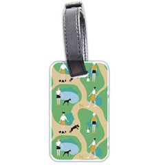 Girls With Dogs For A Walk In The Park Luggage Tag (two Sides) by SychEva