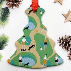 Girls With Dogs For A Walk In The Park Ornament (christmas Tree)  by SychEva