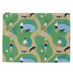 Girls With Dogs For A Walk In The Park Cosmetic Bag (xxl) by SychEva