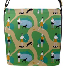 Girls With Dogs For A Walk In The Park Flap Closure Messenger Bag (s) by SychEva