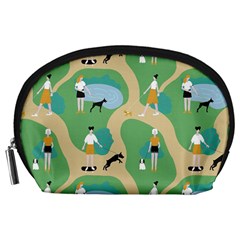 Girls With Dogs For A Walk In The Park Accessory Pouch (large) by SychEva