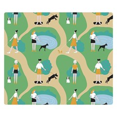 Girls With Dogs For A Walk In The Park Double Sided Flano Blanket (small)  by SychEva