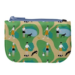 Girls With Dogs For A Walk In The Park Large Coin Purse by SychEva