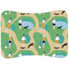 Girls With Dogs For A Walk In The Park Velour Seat Head Rest Cushion by SychEva