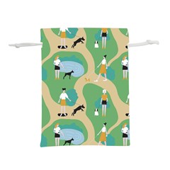 Girls With Dogs For A Walk In The Park Lightweight Drawstring Pouch (s) by SychEva